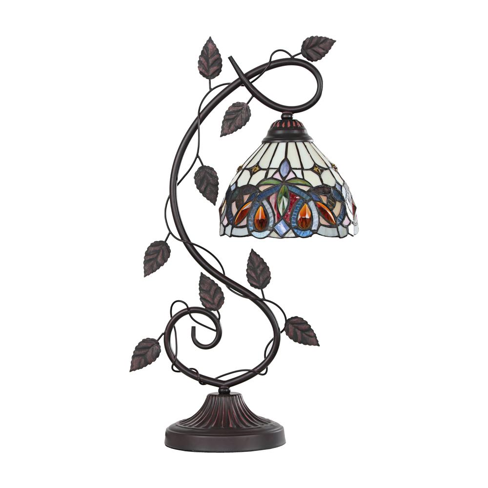 CHLOE Lighting SERENITY Victorian Tiffany-style Dark Bronze 1 Light Table Lamp 8'' Wide