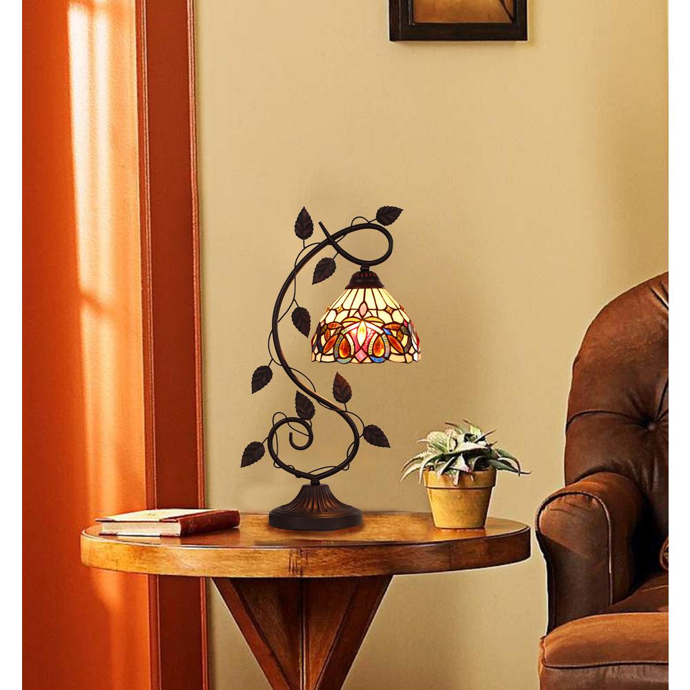 CHLOE Lighting SERENITY Victorian Tiffany-style Dark Bronze 1 Light Table Lamp 8'' Wide