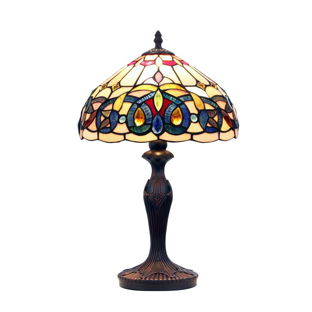 CHLOE Lighting SERENITY Tiffany-style Victorian Dark Bronze 1 Light Table Lamp 12'' Shade