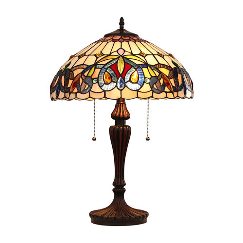 CHLOE Lighting SERENITY Victorian Tiffany-style Dark Bronze 2 Light Table Lamp 16'' Wide