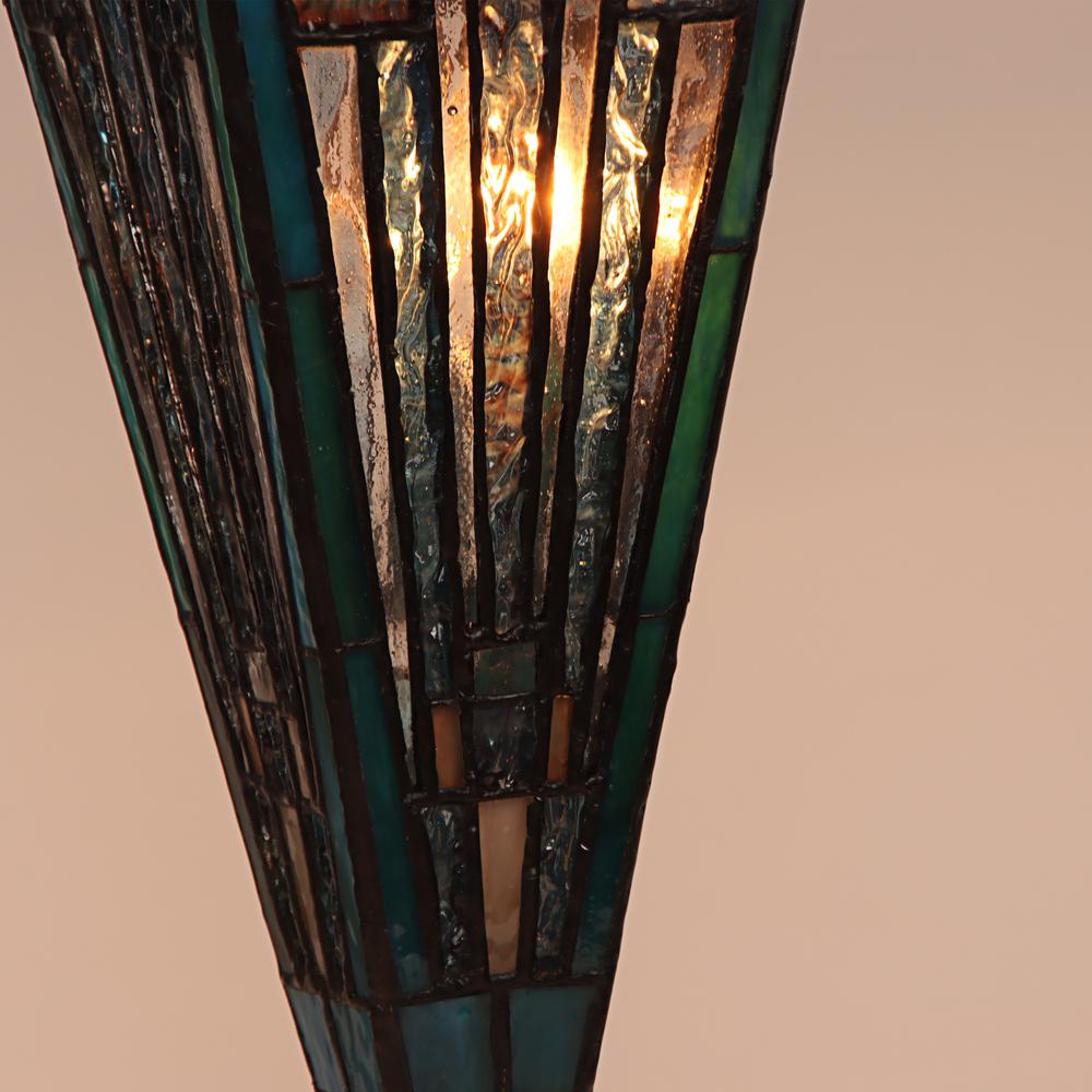 CHLOE Lighting INNES Mission Tiffany-style Blackish Bronze 3 Light Double Lit Table Lamp 16'' Wide