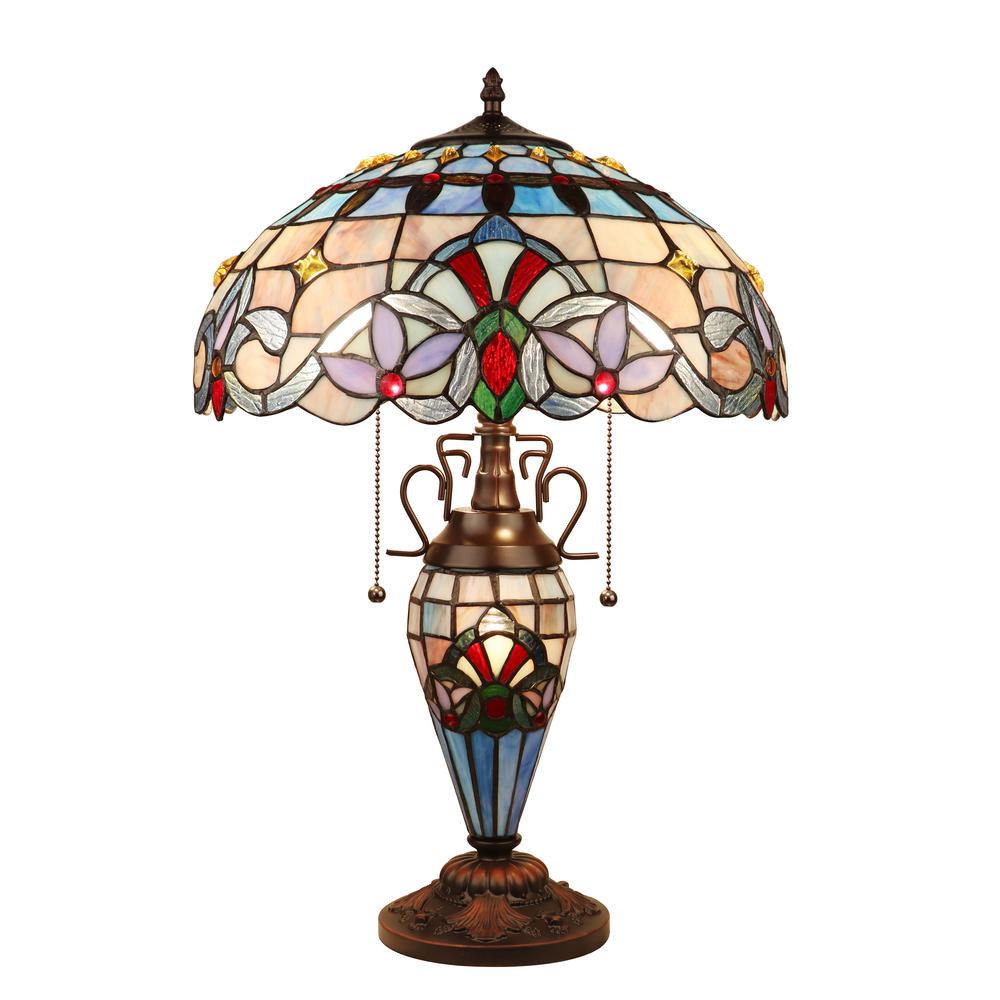 CHLOE Lighting GRENVILLE Victorian-Style Dark Bronze 3 Light Double Lit Table Lamp 16'' Wide