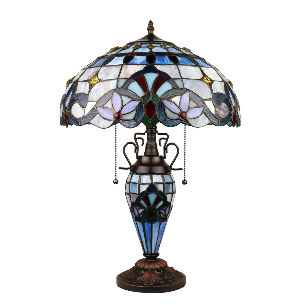 CHLOE Lighting GRENVILLE Victorian-Style Dark Bronze 3 Light Double Lit Table Lamp 16'' Wide