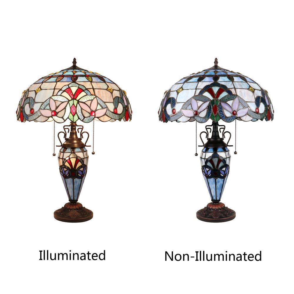 CHLOE Lighting GRENVILLE Victorian-Style Dark Bronze 3 Light Double Lit Table Lamp 18'' Wide