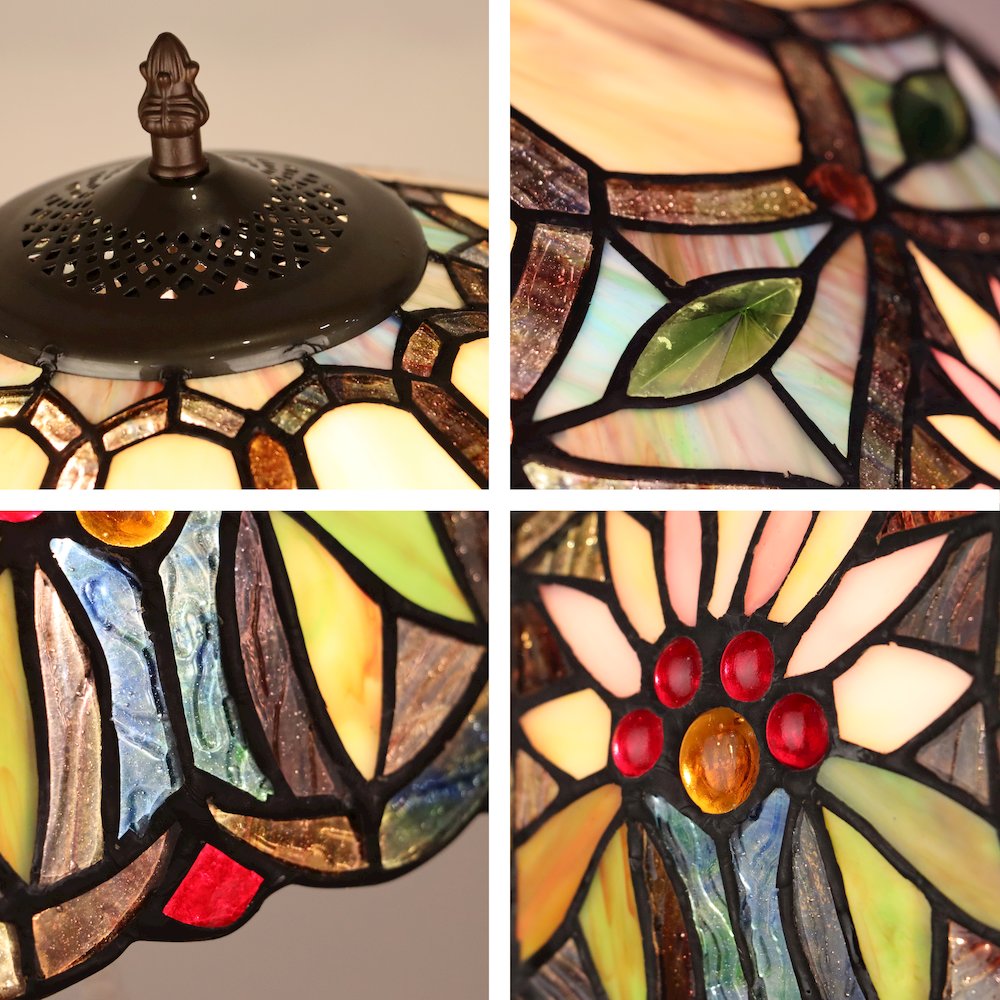 Sunny Tiffany-Style 3-Light Floral Double Lit Table Lamp 18'' Shade - CHLOE Lighting