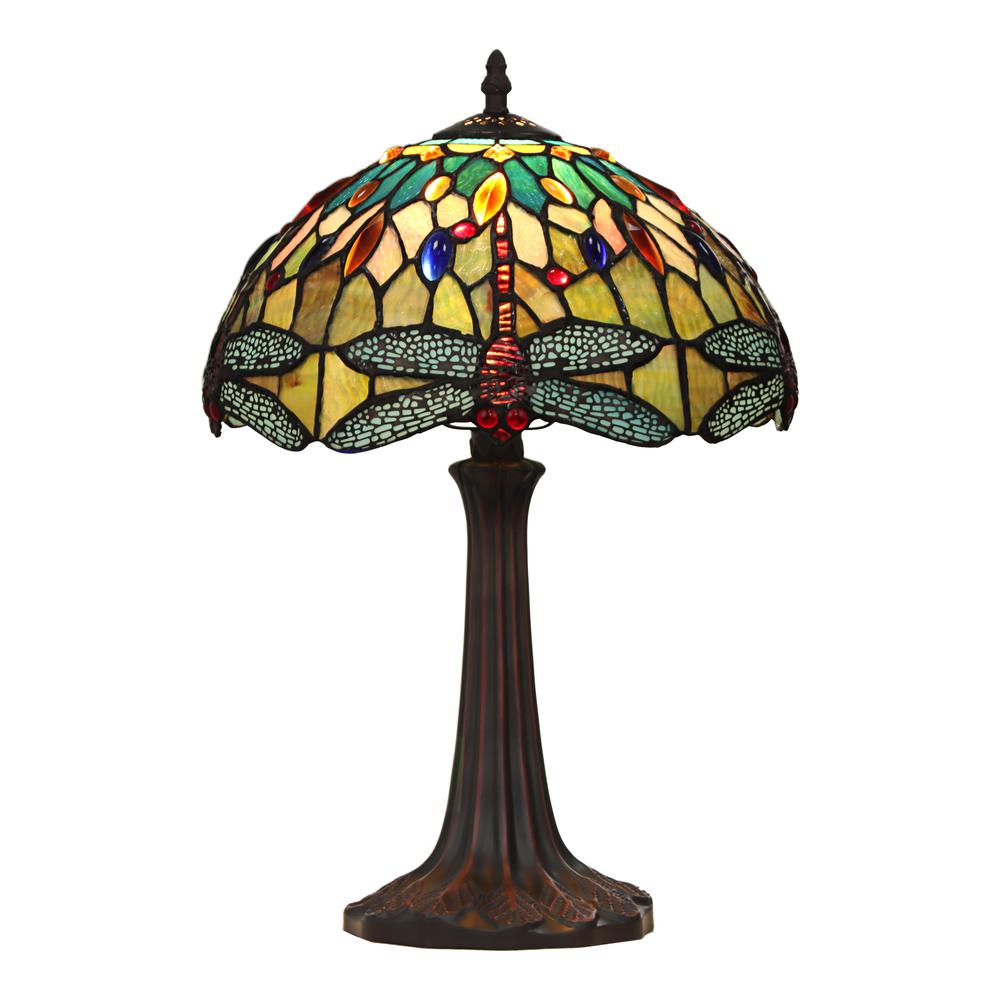 CHLOE Lighting EMPRESS Tiffany - style Dark Bronze 1 Light Table Lamp 12'' Shade