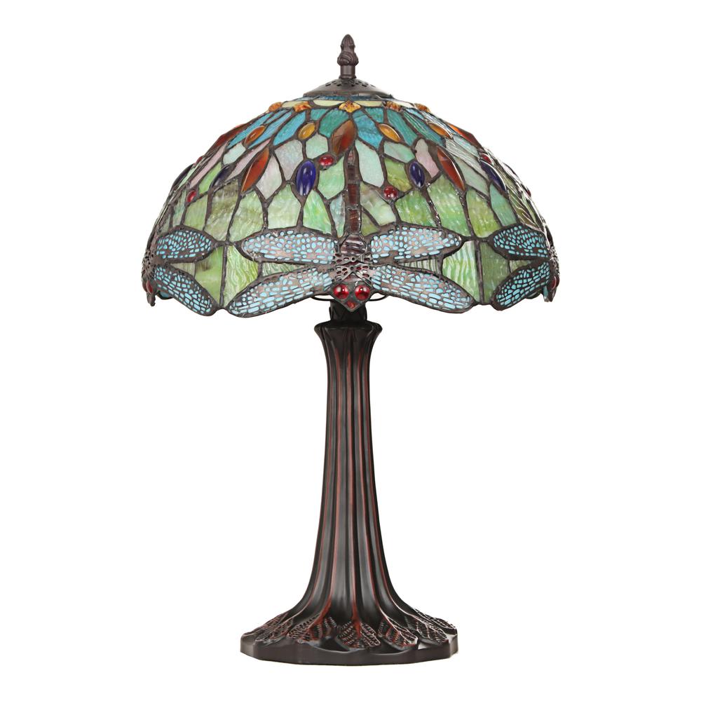CHLOE Lighting EMPRESS Tiffany - style Dark Bronze 1 Light Table Lamp 12'' Shade