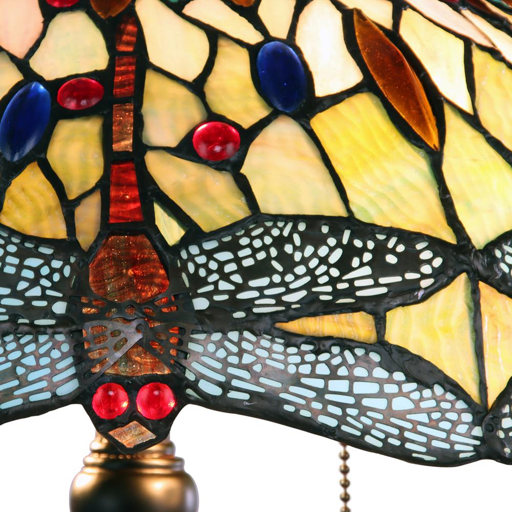 CHLOE Lighting EMPRESS Dragonfly Tiffany-style Dark Bronze 2 Light Table Lamp 16'' Wide