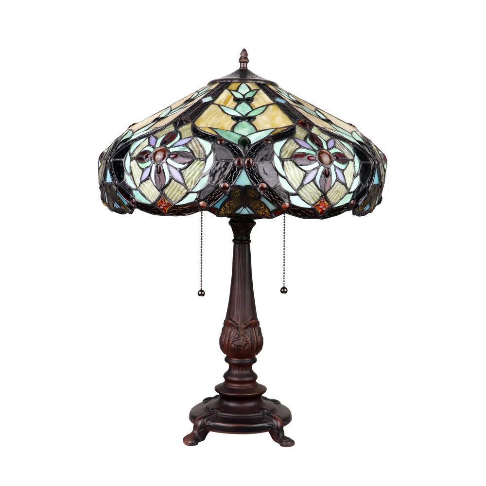 CORA Victorian-Style 2-Light Dark Bronze Finish Table Lamp 18'' Wide - CHLOE Lighting