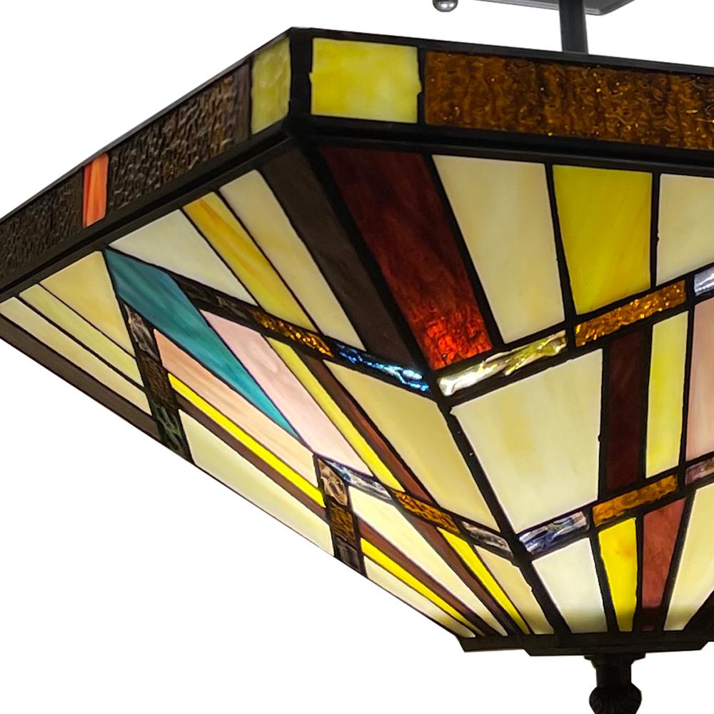 CHLOE Lighting VINCENT Mission Tiffany-style Blackish Bronze 2 Light Semi-Flush 14'' Wide