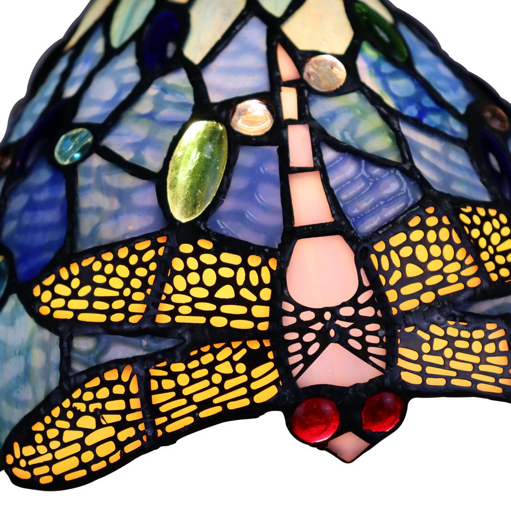 CHLOE Lighting SUNNIVA Dragonfly Tiffany-Style 1 Light Accent Table Lamp 8'' Wide