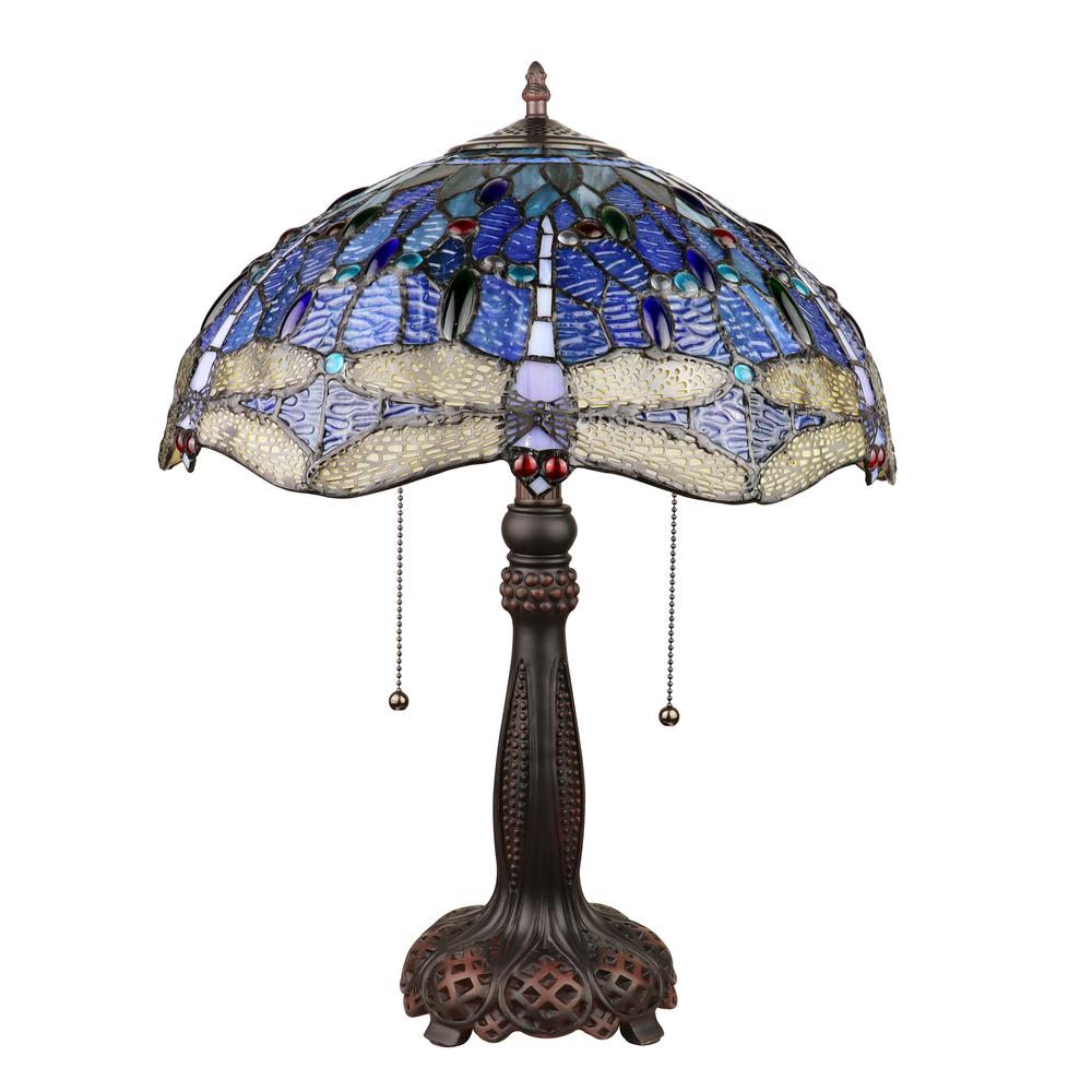 CHLOE Lighting SUNNIVA Dragonfly-Style Dark Bronze 2 Light Table Lamp 16'' Wide