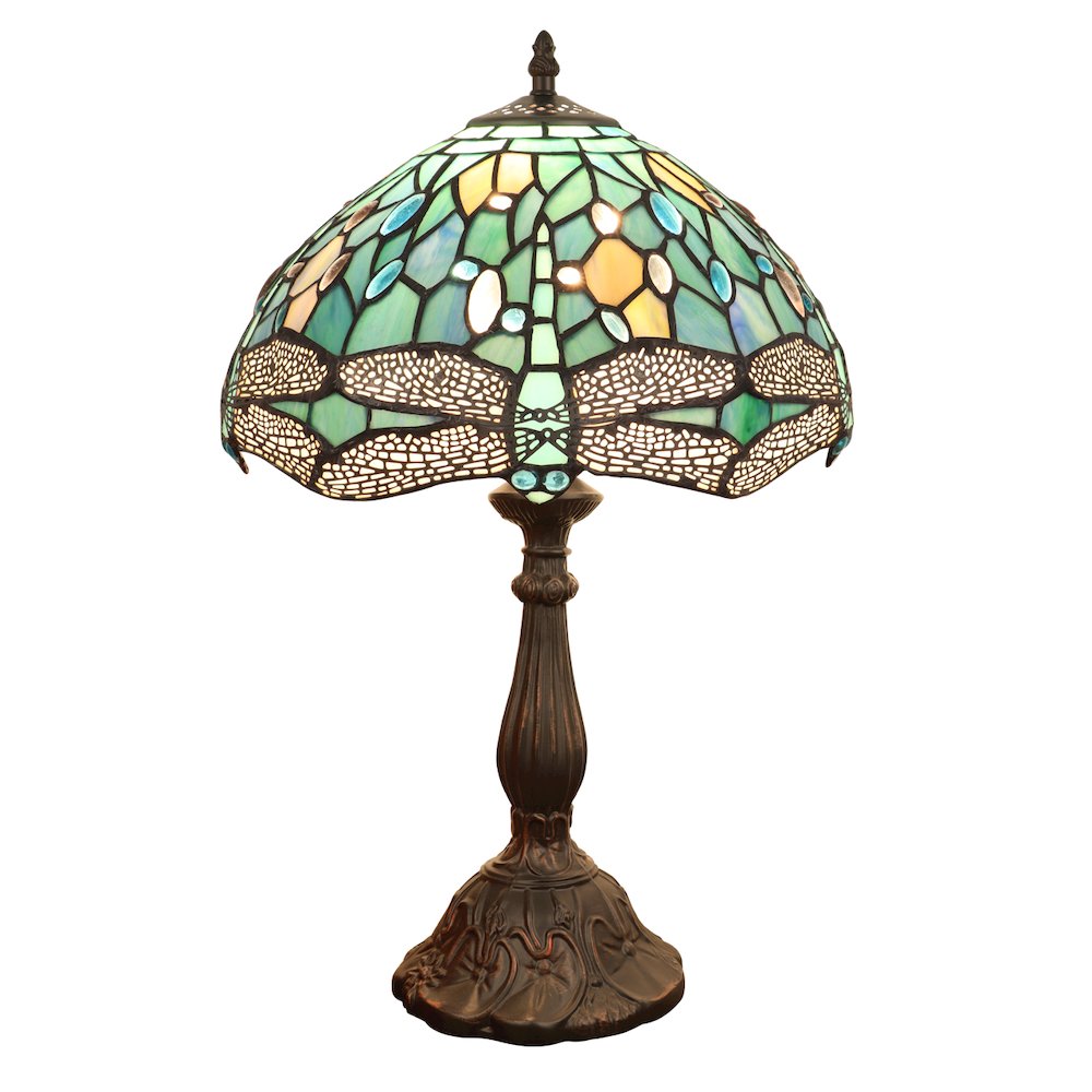 SUNNIVA Dragonfly Tiffany-Style 1-Light Table Lamp 12'' Shade - CHLOE Lighting