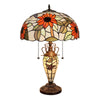 SARAI Tiffany-Style Floral Design 3-Light Double Lit Table Lamp 16'' Shade - CHLOE Lighting