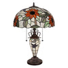 SARAI Tiffany-Style Floral Design 3-Light Double Lit Table Lamp 16'' Shade - CHLOE Lighting