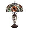 SARAI Tiffany-Style Floral Design 3-Light Double Lit Table Lamp 16'' Shade - CHLOE Lighting