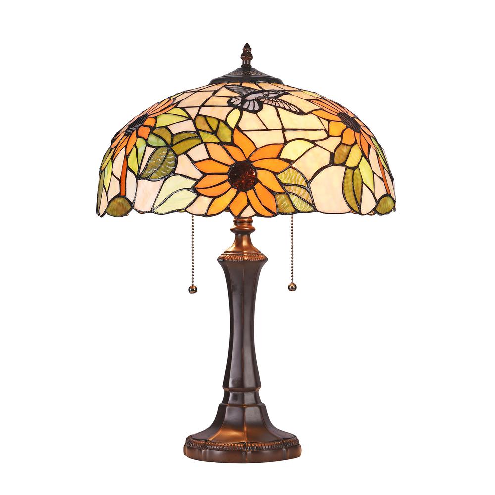 SARAI Floral 2 Light Dark Bronze Table Lamp 16'' Wide - CHLOE Lighting
