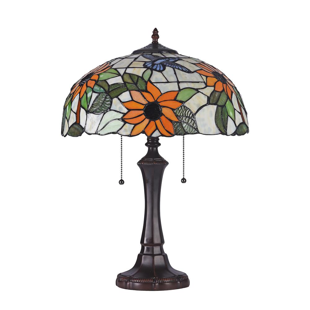 SARAI Floral 2 Light Dark Bronze Table Lamp 16'' Wide - CHLOE Lighting
