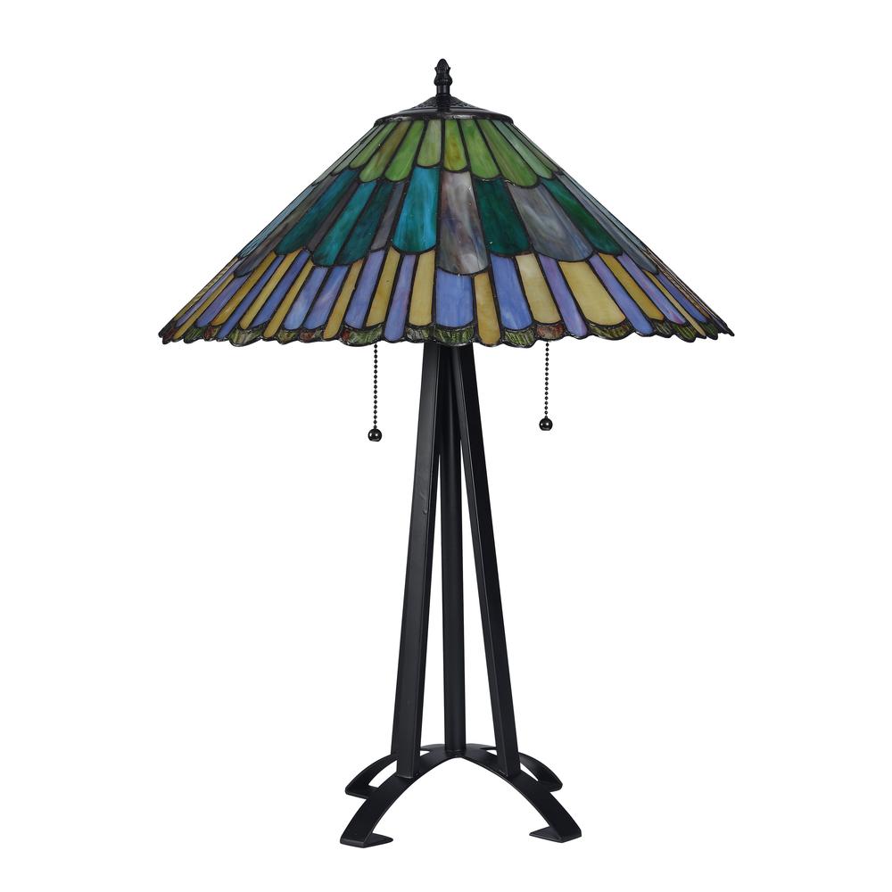LANDRY Tiffany-style 3 Light Geometric Table Lamp 20'' Shade - CHLOE Lighting