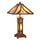 GORDON Tiffany-style Mission 3 Light Double Lit Wooden Table Lamp 15'' Shade - CHLOE Lighting