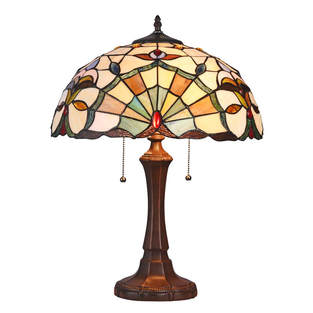 ADDIE Tiffany-style 2 Light VictorianTable Lamp 16'' Shade - CHLOE Lighting