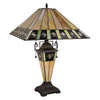 Giles Tiffany-Style 3-Light Mission Double Lit Table Lamp 16'' Shade - CHLOE Lighting