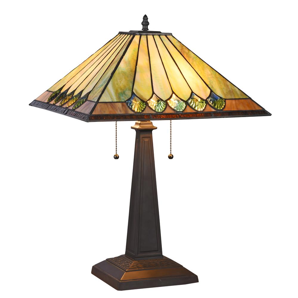 GRAHAM Tiffany-style 2 Light Mission Table Lamp 16'' Shade - CHLOE Lighting