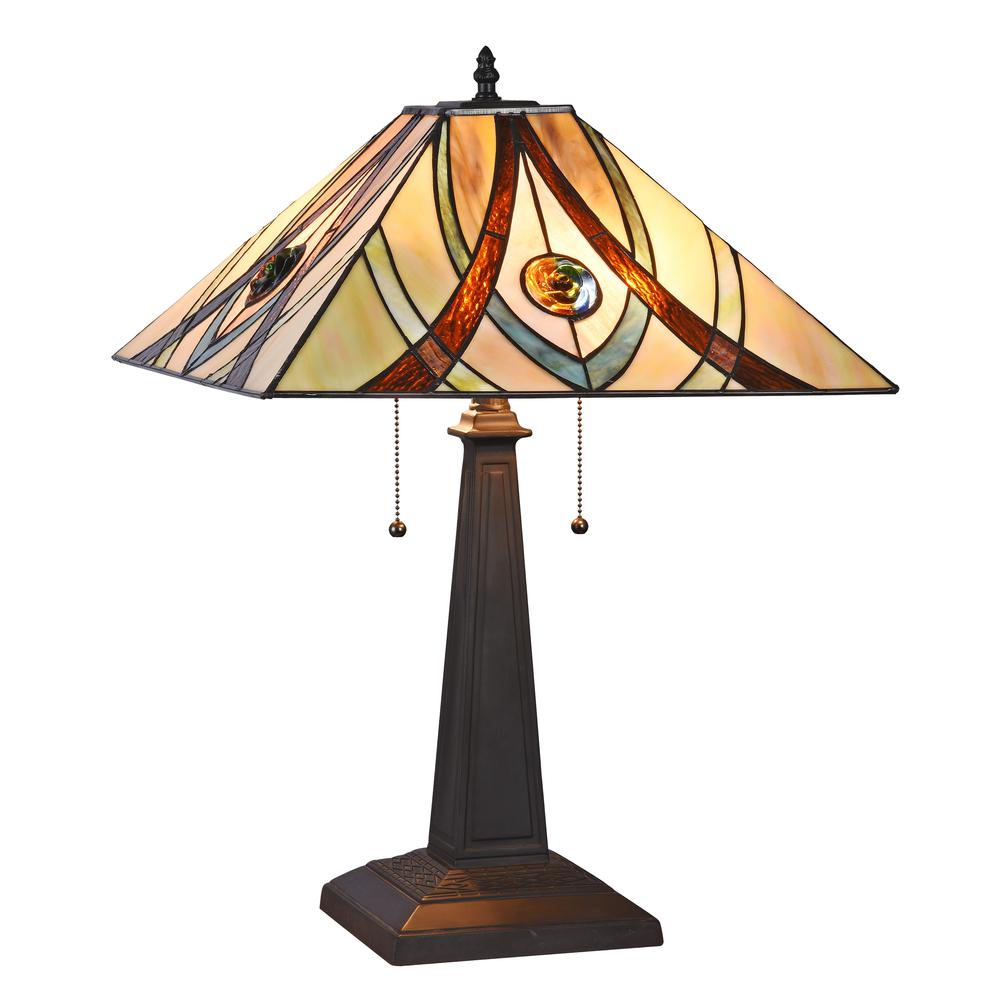 ORSON Tiffany-style 2 Light Mission Table Lamp 16'' Shade - CHLOE Lighting
