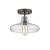 DICKENS Industrial-style 1 Light Rubbed Bronze Semi-flush Ceiling Fixture 11'' Shade - CHLOE Lighting
