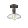 DICKENS Industrial-style 1 Light Rubbed Bronze Semi-flush Ceiling Fixture 8'' Shade - CHLOE Lighting