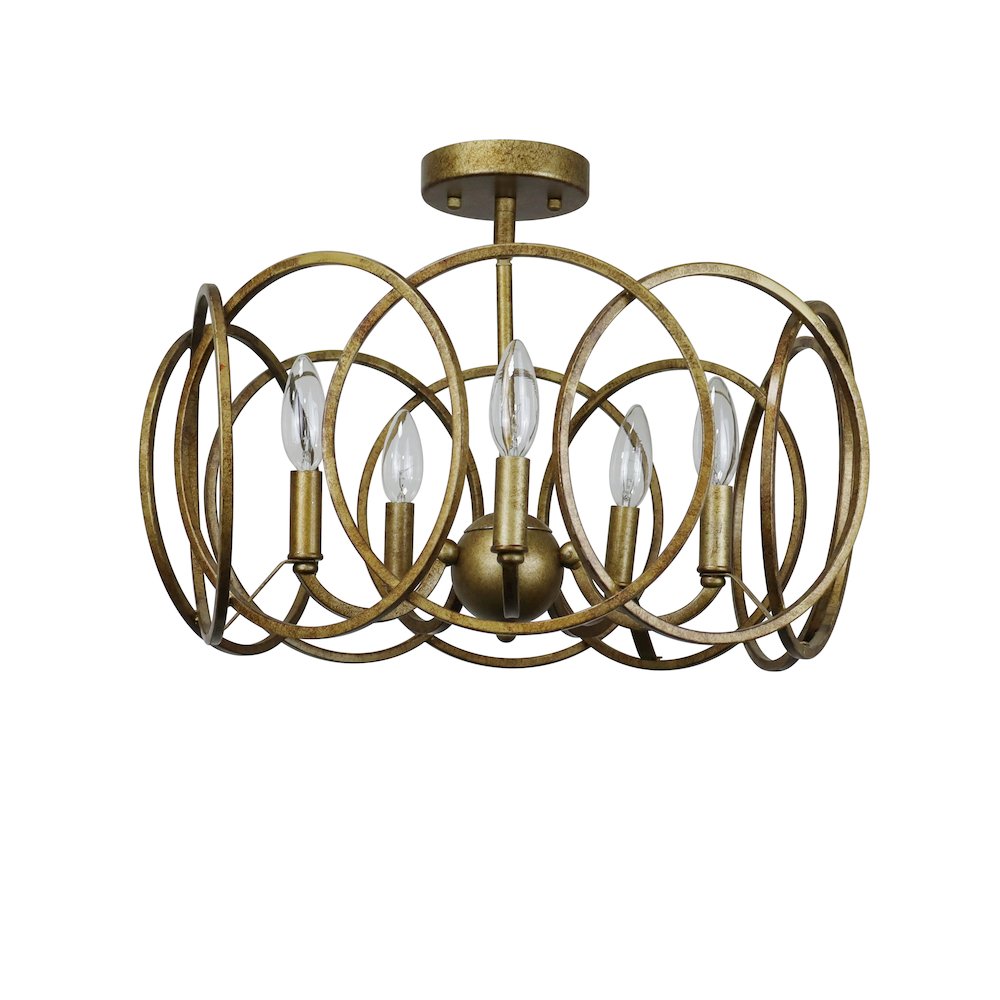 Archer Farmhouse-Style Antique Brass 4 Light Semi-Flush Fixture 24'' Wide - CHLOE Lighting