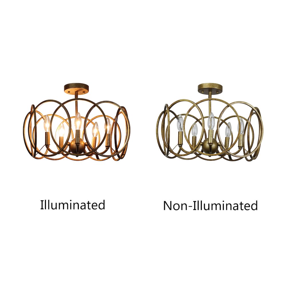 Archer Farmhouse-Style Antique Brass 4 Light Semi-Flush Fixture 24'' Wide - CHLOE Lighting