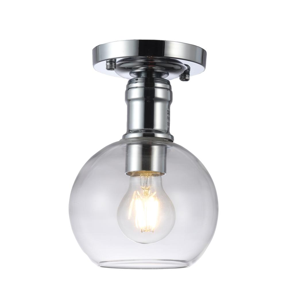 CHLOE Lighting STRANG Transitional 1 Light Chrome Semi-Flush Ceiling Fixture 6'' Wide