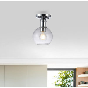 CHLOE Lighting STRANG Transitional 1 Light Chrome Semi-Flush Ceiling Fixture 6'' Wide