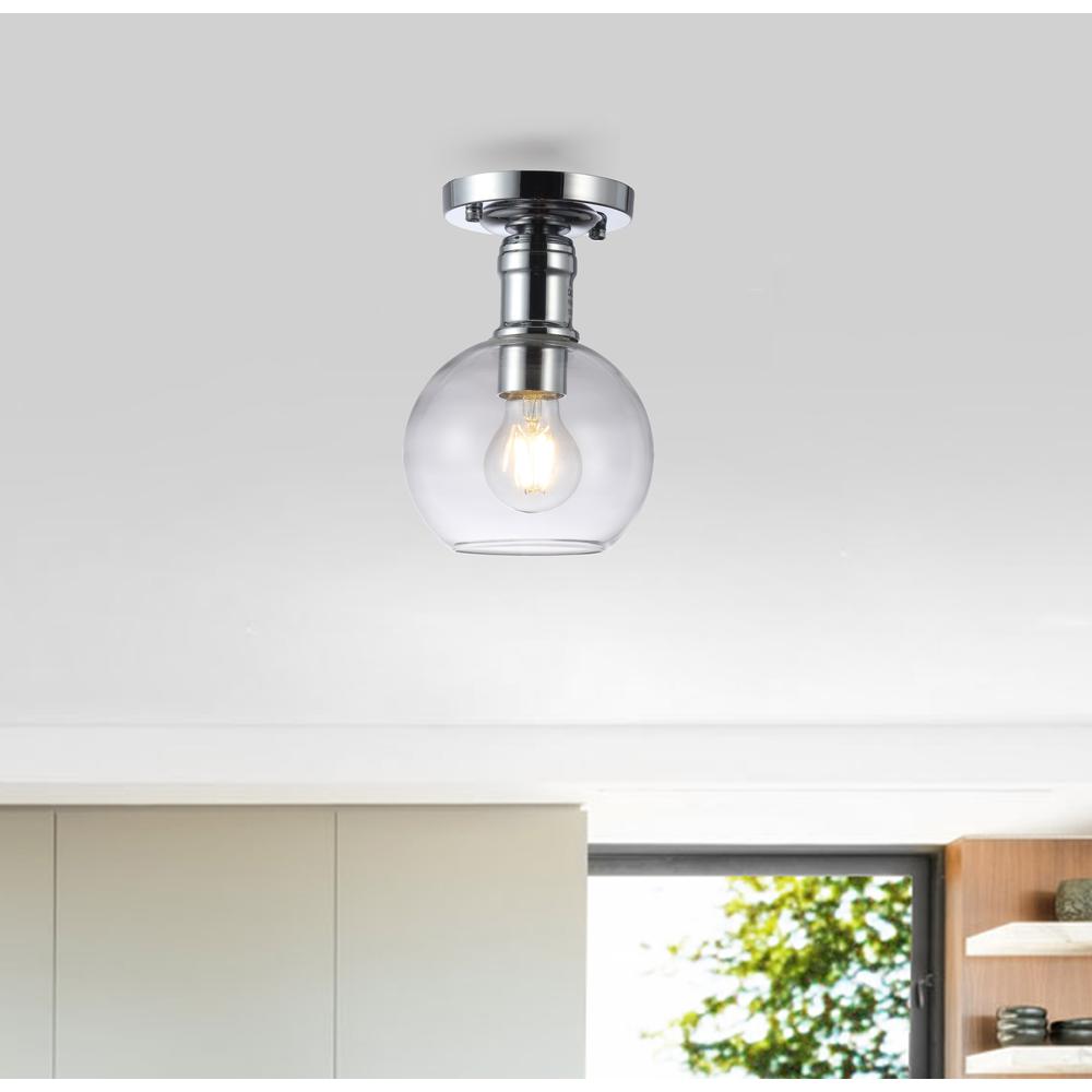 CHLOE Lighting STRANG Transitional 1 Light Chrome Semi-Flush Ceiling Fixture 6'' Wide