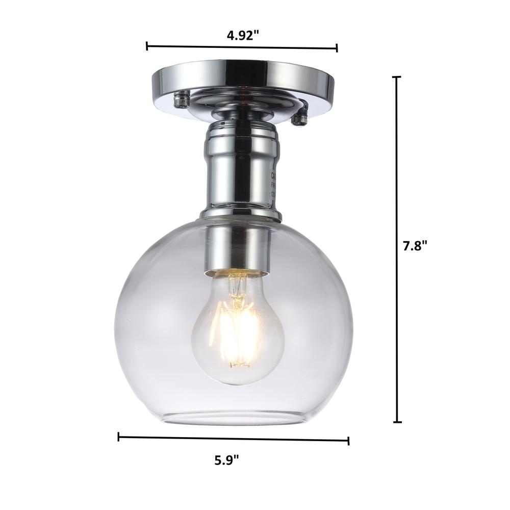 CHLOE Lighting STRANG Transitional 1 Light Chrome Semi-Flush Ceiling Fixture 6'' Wide