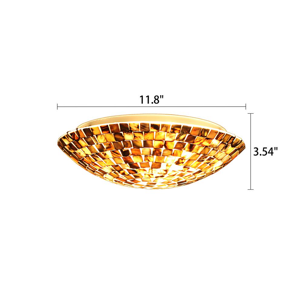 CHLOE Lighting CROWN Mosaic-Style 2 Light Ceiling-Flush Fixture 12'' Wide