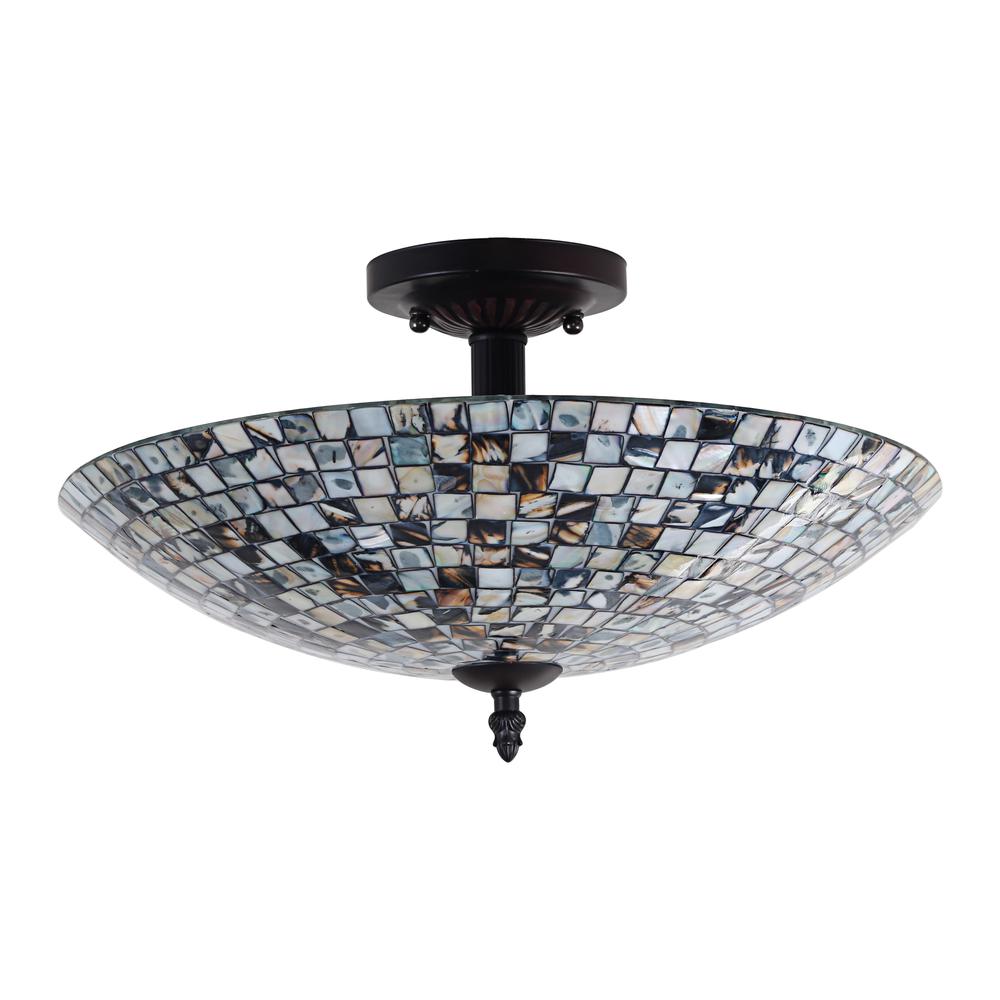 CHLOE Lighting CROWN Mosaic-Style 2 Light Semi-Flush Ceiling Fixture 16'' Wide