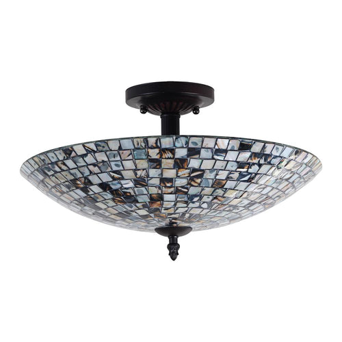 CHLOE Lighting CROWN Mosaic-Style 2 Light Semi-Flush Ceiling Fixture 16'' Wide