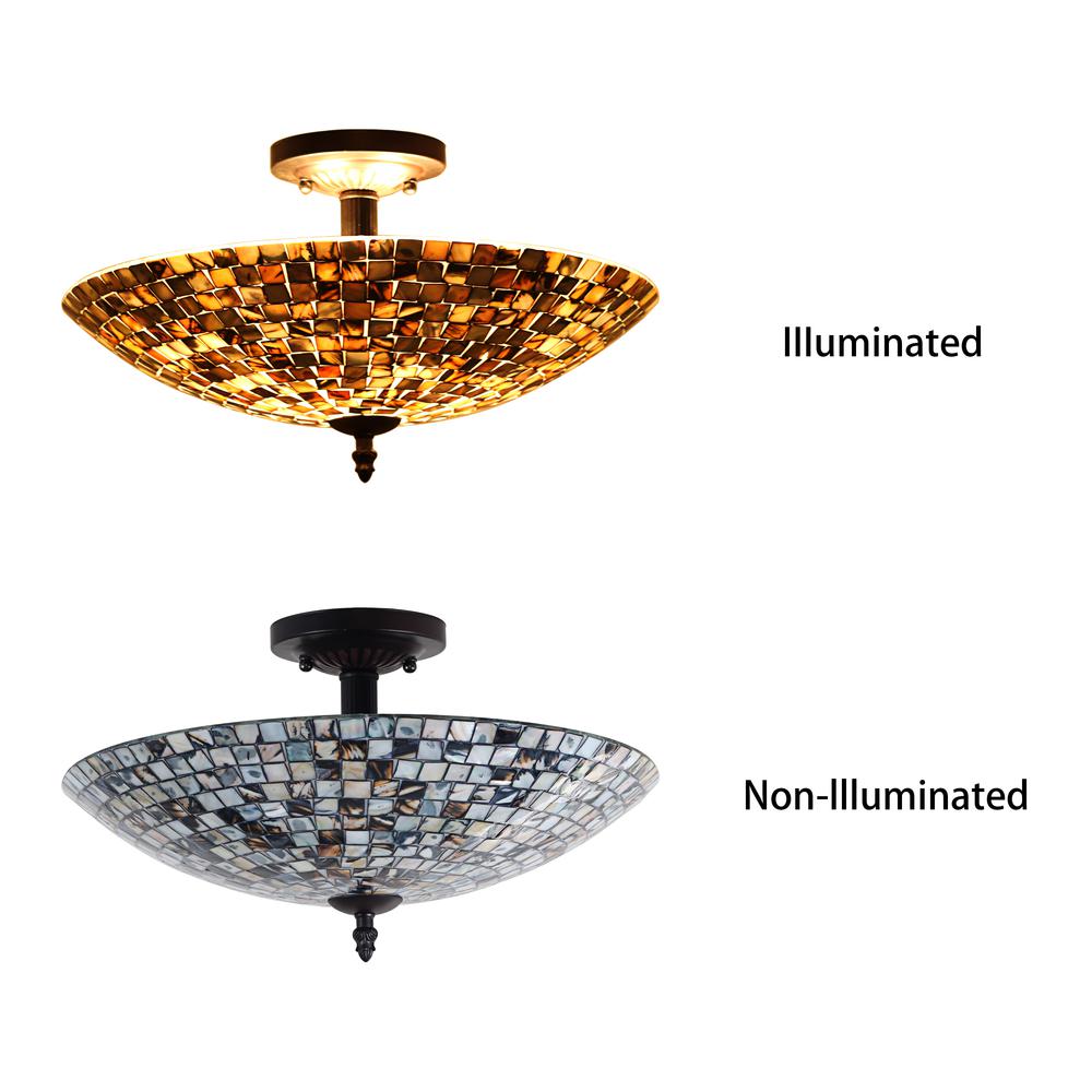 CHLOE Lighting CROWN Mosaic-Style 2 Light Semi-Flush Ceiling Fixture 16'' Wide