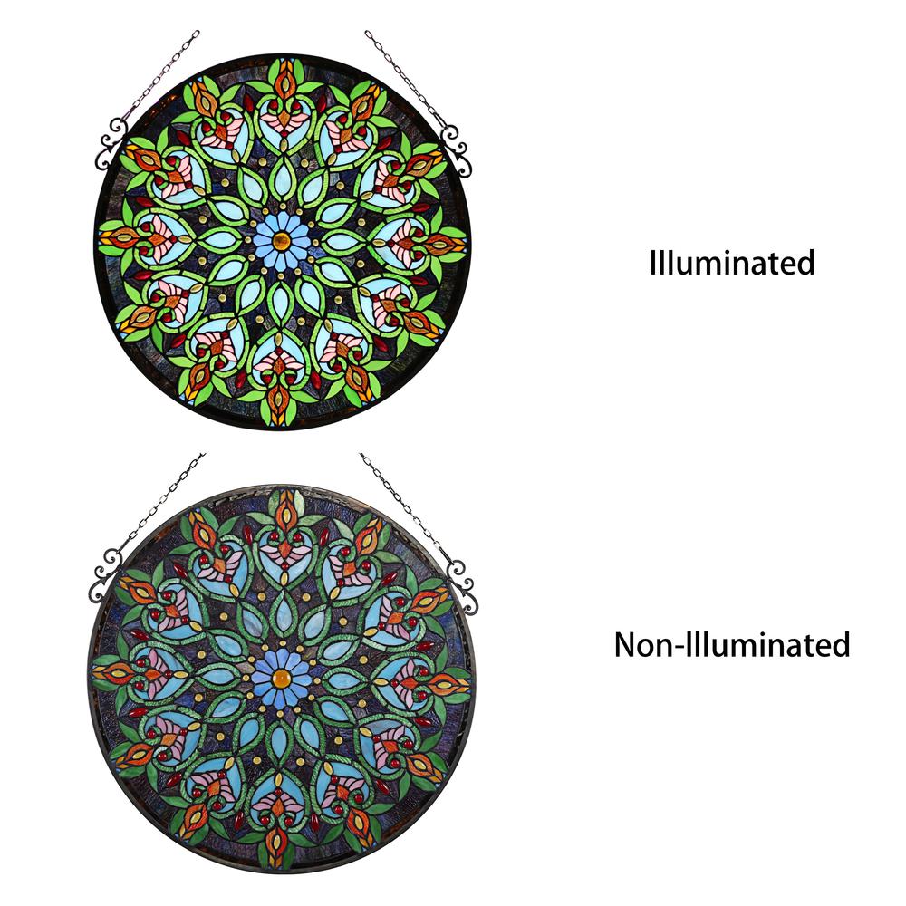 CHLOE Lighting ARABELLA Tiffany-Style Victorian Stained Glass Window Panel, 26'' Width