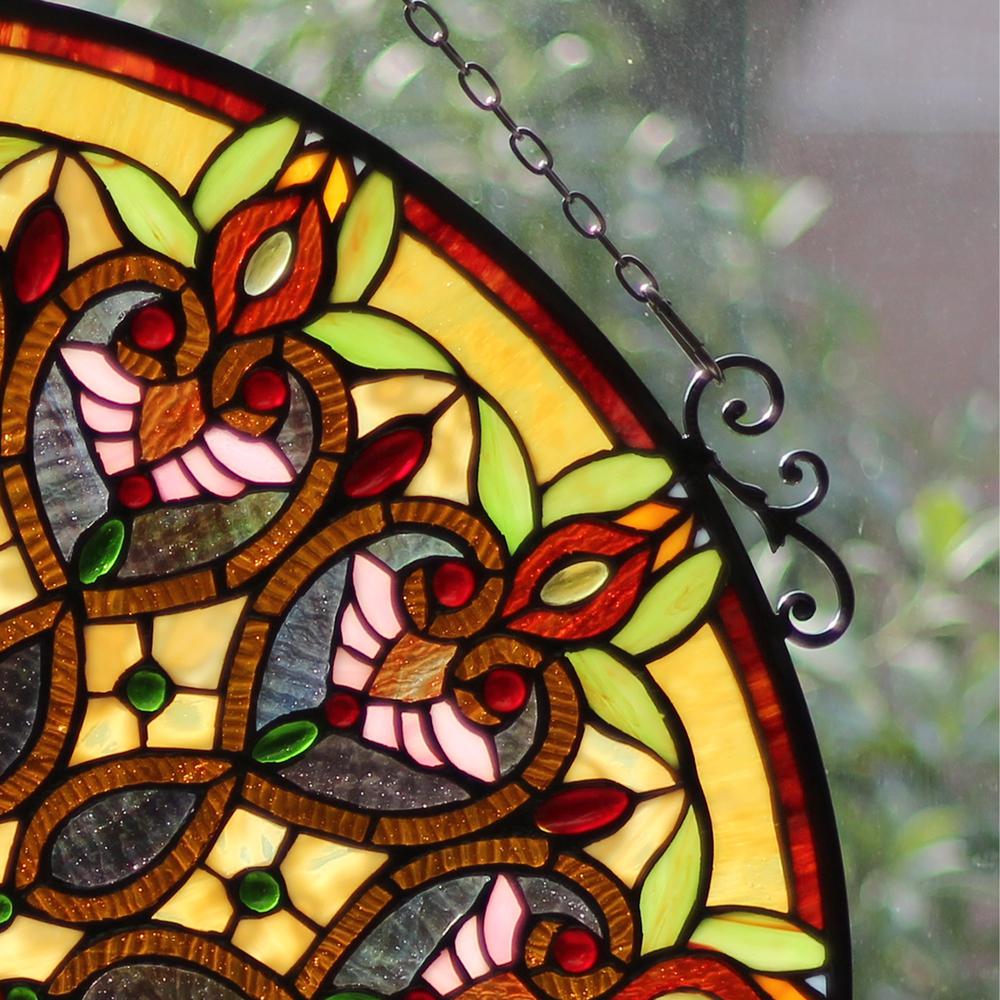 CHLOE Lighting ARABELLA Tiffany-Style Victorian Stained Glass Window Panel 26'' Width