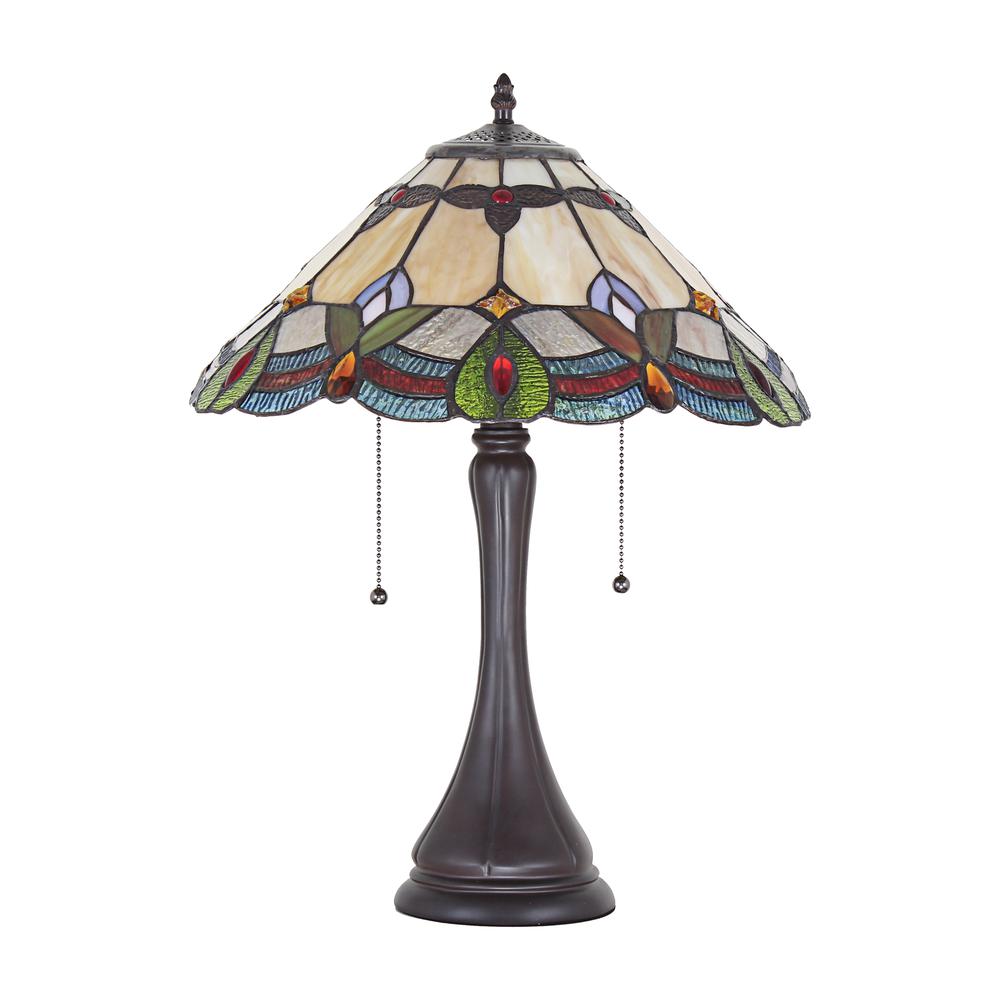 CHLOE Lighting HOWARD Tiffany-style 2 Light Table Lamp 16'' Shade
