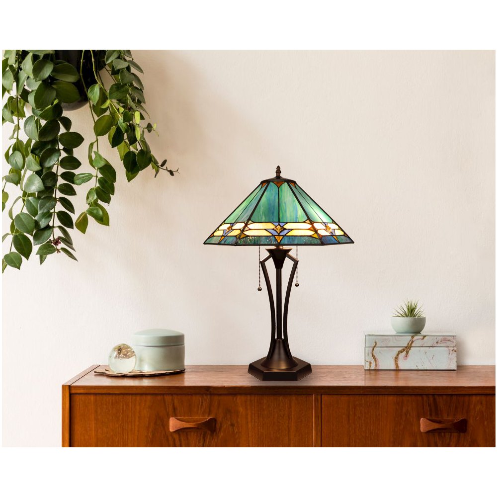 Hyland Geometric Style 2-Light Table Lamp 18'' Shade - CHLOE Lighting