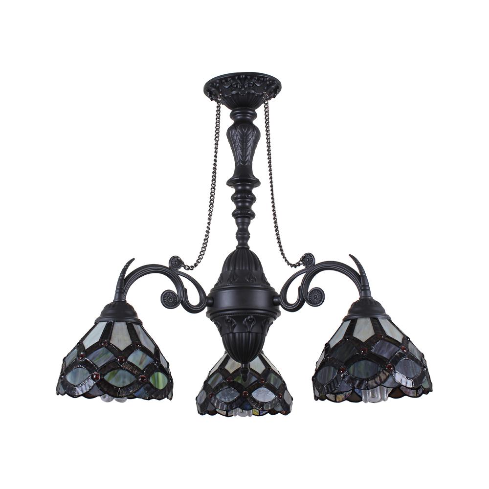 CHLOE Lighting GEORGIA Tiffany-Style Victorian Stained Glass Mini Chandelier 21'' Width