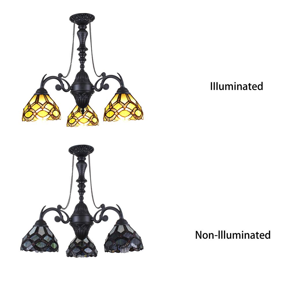 CHLOE Lighting GEORGIA Tiffany-Style Victorian Stained Glass Mini Chandelier 21'' Width