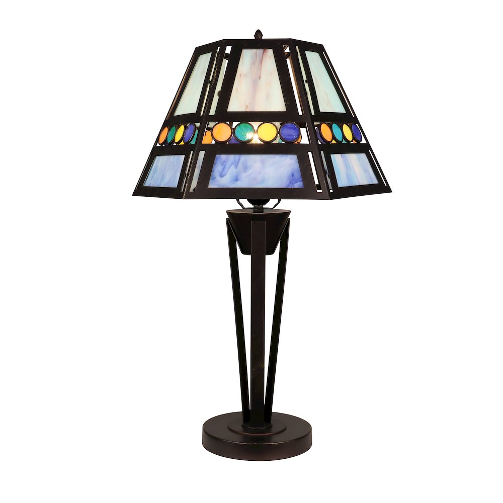 Retro-Style Stained Glass 1-Light Table Lamp 14'' Shade - CHLOE Lighting