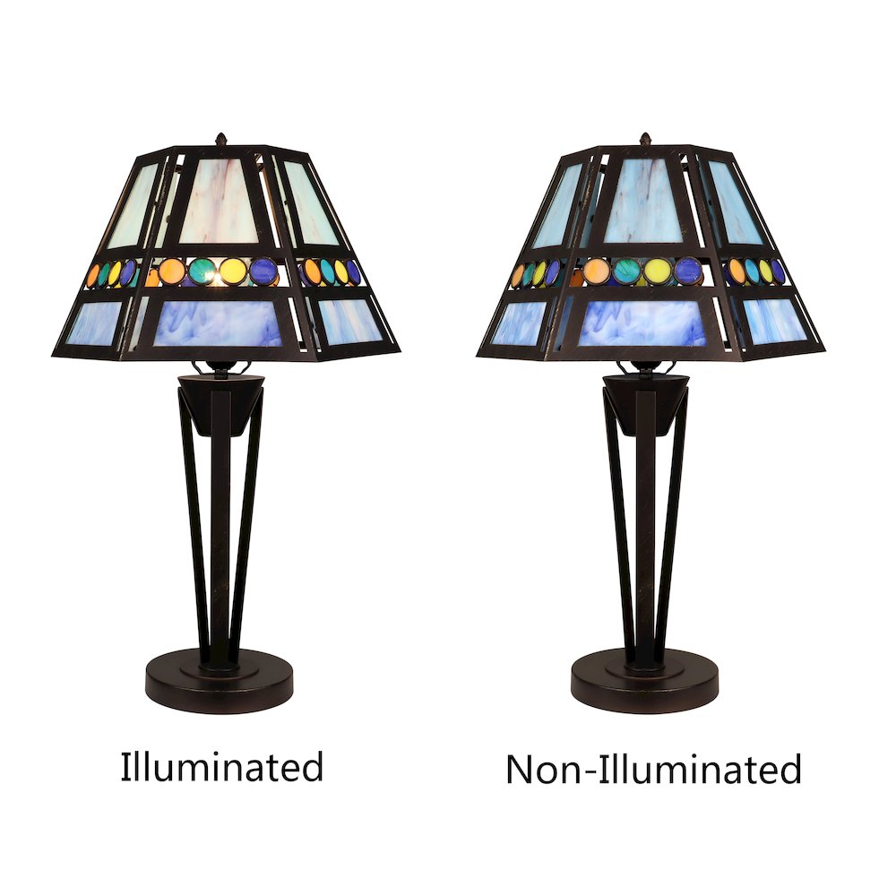 Retro-Style Stained Glass 1-Light Table Lamp 14'' Shade - CHLOE Lighting