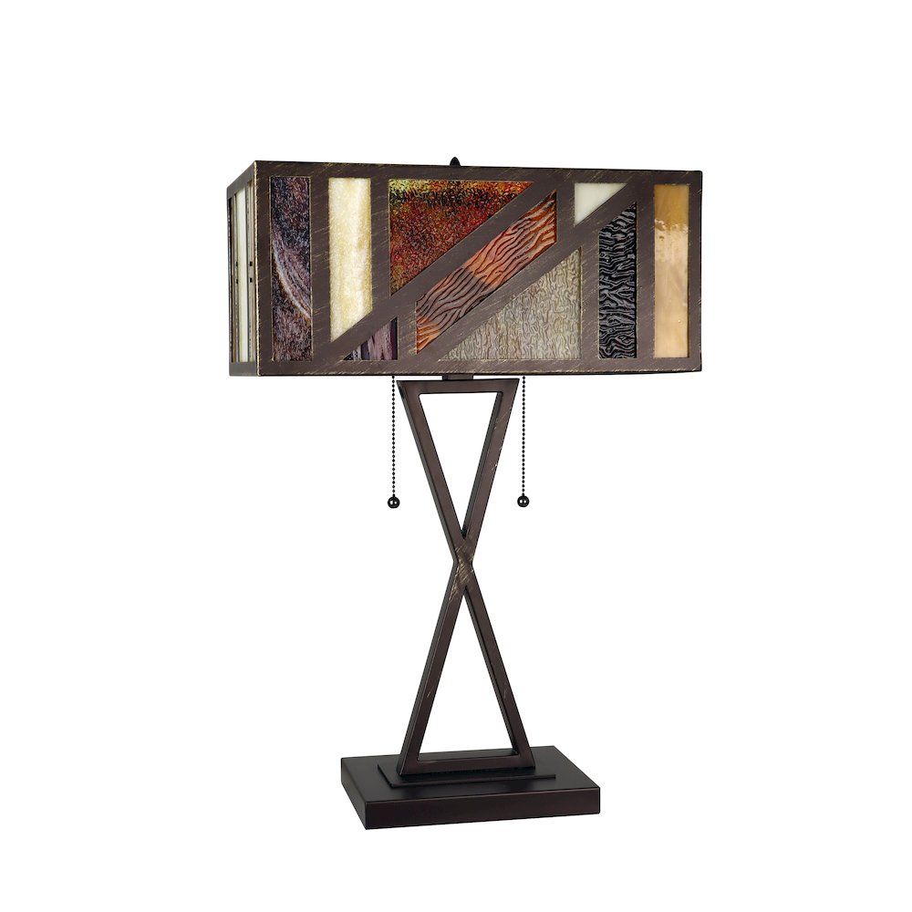 Retro-Style Stained Glass 2-Light Table Lamp 16'' Shade - CHLOE Lighting