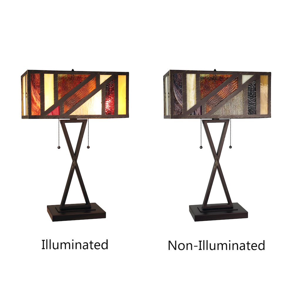 Retro-Style Stained Glass 2-Light Table Lamp 16'' Shade - CHLOE Lighting